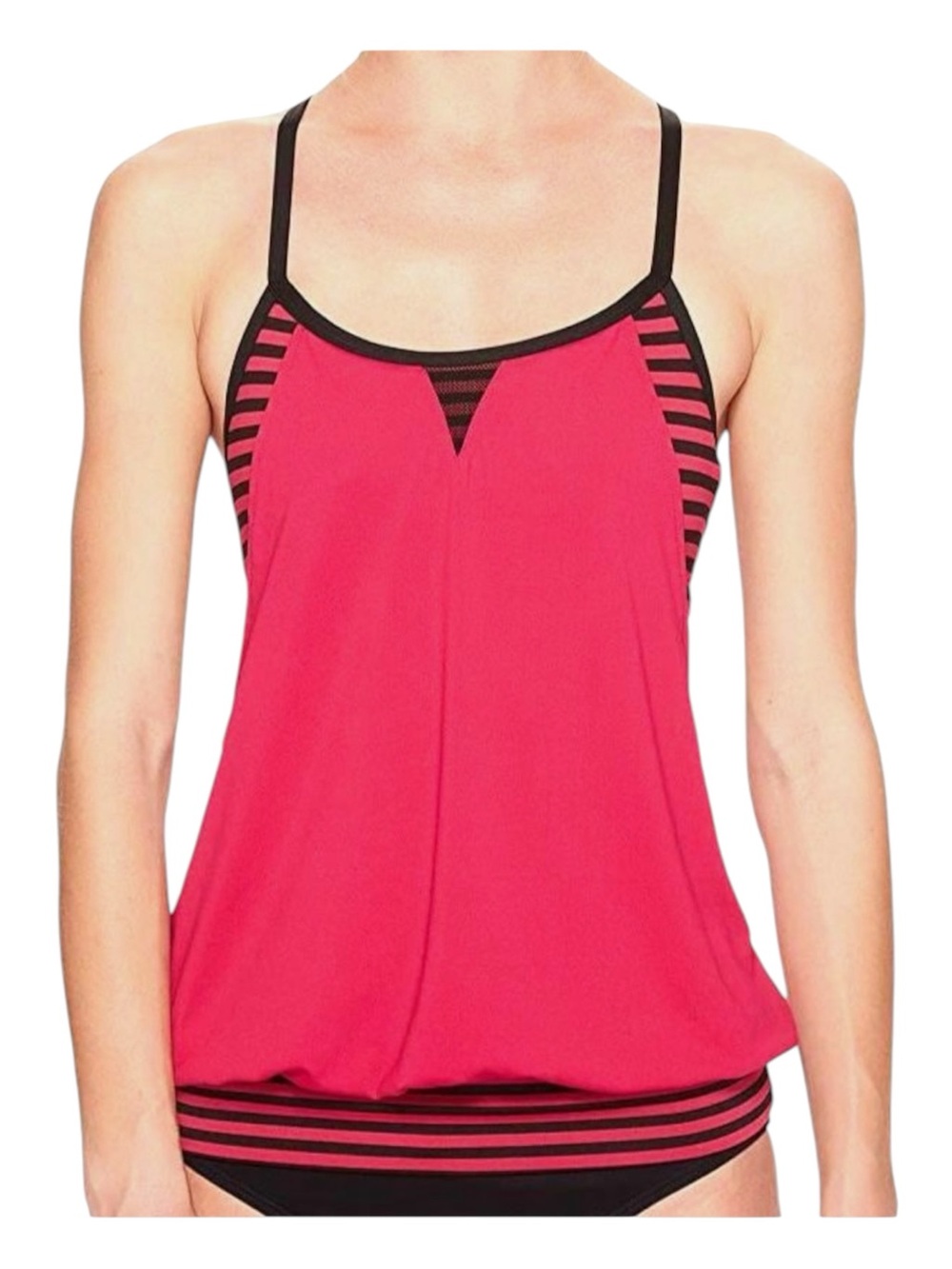 NIKE Laser Sport Athletic Racerback Tankini Swim Top Athleisure Modest Medium